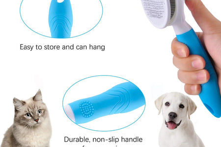 Cepillo De Aseo Para Perros Y Gatos, Cepillos Autolimpiantes Para Perros Y Gatos, Herramienta De Cepillo Para El Aseo De Mascotas Que Elimina Suavemente La Capa Inferior Corte Holgado, Cepillo Para Pelo Enredado Para Mascotas Con Peine Para Pulgas