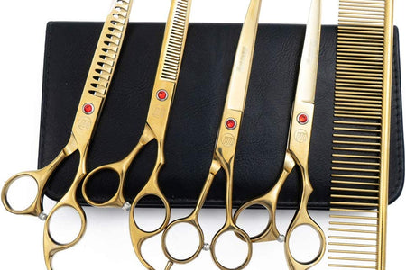 Professional Dog Grooming Scissors Set, 7 Inch/8 Inch Pet Grooming Scissors Chunkers Shears for Dog, Curved Dog Grooming Scissors, Thinning Shears for Dog with Grooming Comb