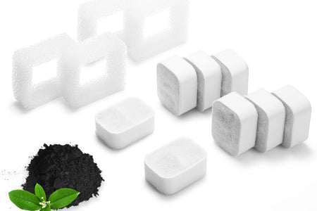 Replacement Filters for Tritone & Fiumi Ceramic Pet Water Fountain, 8PCS Carbon Filters and 4PCS Foam Filters