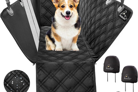 Dog Car Seat Cover with Mesh Window, Heavy Duty Dog Seat Cover for Back Seat, Extra Padded Non-Slip Dog Hammock, Water-Resistant Back Seat Protector for Cars Trucks and Suvs (60" W X 64" L)