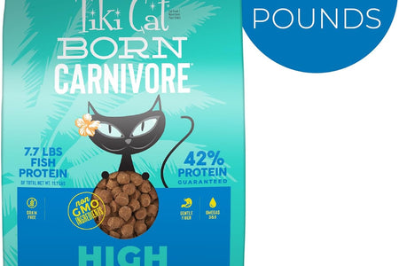Tiki Cat Born Carnivore High Protein Dry Cat Food, Herring & Salmon Meal, 11.1 Lbs. Bag