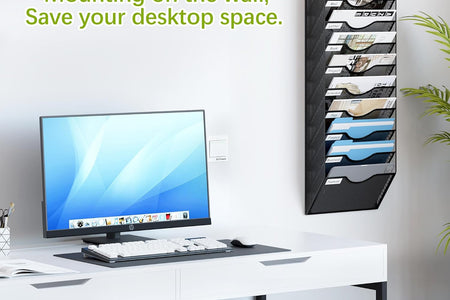 10 Tier Wall File Organizer Office Mesh Metal Hanging File Folder Holder Magazine Rack , Black