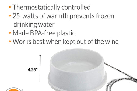 Thermal-Bowl Outdoor Heated Cat & Dog Water Bowl Granite 1.5 Gallons