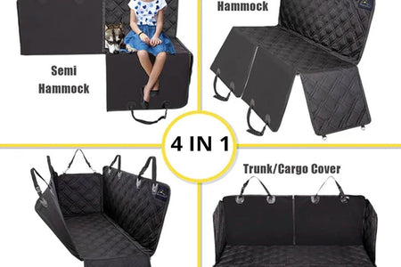 Dog Car Seat Cover with Mesh Window, Heavy Duty Dog Seat Cover for Back Seat, Extra Padded Non-Slip Dog Hammock, Water-Resistant Back Seat Protector for Cars Trucks and Suvs (60" W X 64" L)