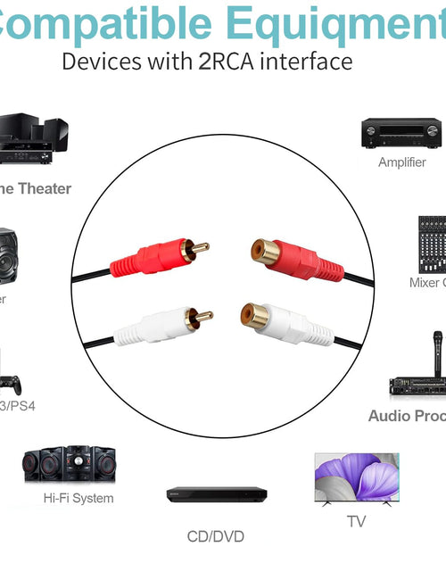 Load image into Gallery viewer, 2 RCA Extension Cable,Gold Plated 2 RCA Male to Female Stereo Audio Extension Cable (50Ft)
