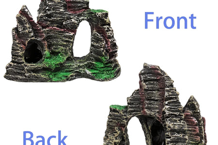 7 Pack Fish Tank Plastic Plants and Cave Rock Decorations Aquarium Decor Type Small Size