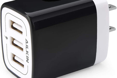 Wall Charger Plug,  USB Plug Wall, 3Multiport Home Charger Station Cube Box Charger Outlet Base Brick Block Replacement for Iphone, Ipad, and Iwatch Charger Plug (Black)