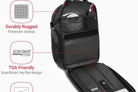 Unisex-Adult 5358 USB Scansmart Laptop Backpack, Black Dot, Large