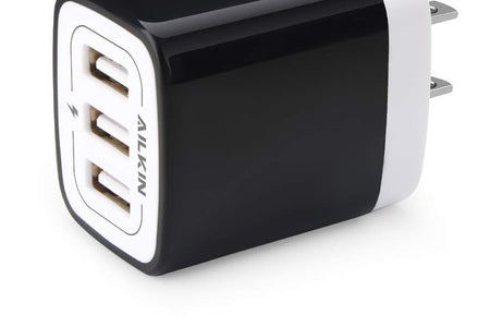 Wall Charger Plug,  USB Plug Wall, 3Multiport Home Charger Station Cube Box Charger Outlet Base Brick Block Replacement for Iphone, Ipad, and Iwatch Charger Plug (Black)